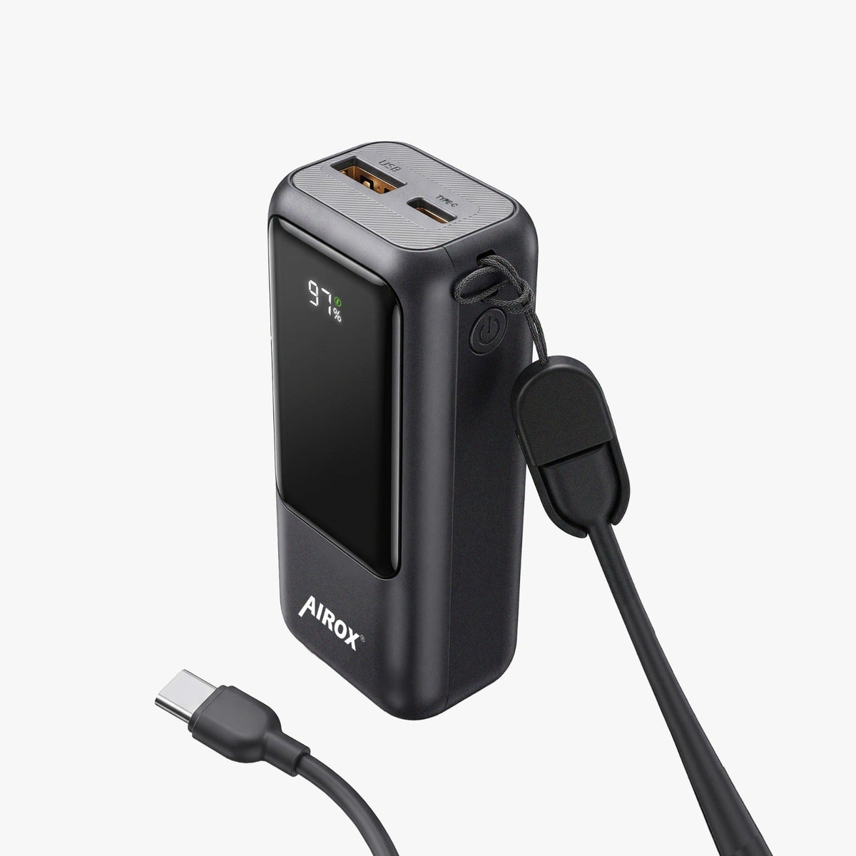 Airox PB-23 10000mAh Power Bank with Built-in Cable & LED Display – 22.5W Fast Charging Airox.pk