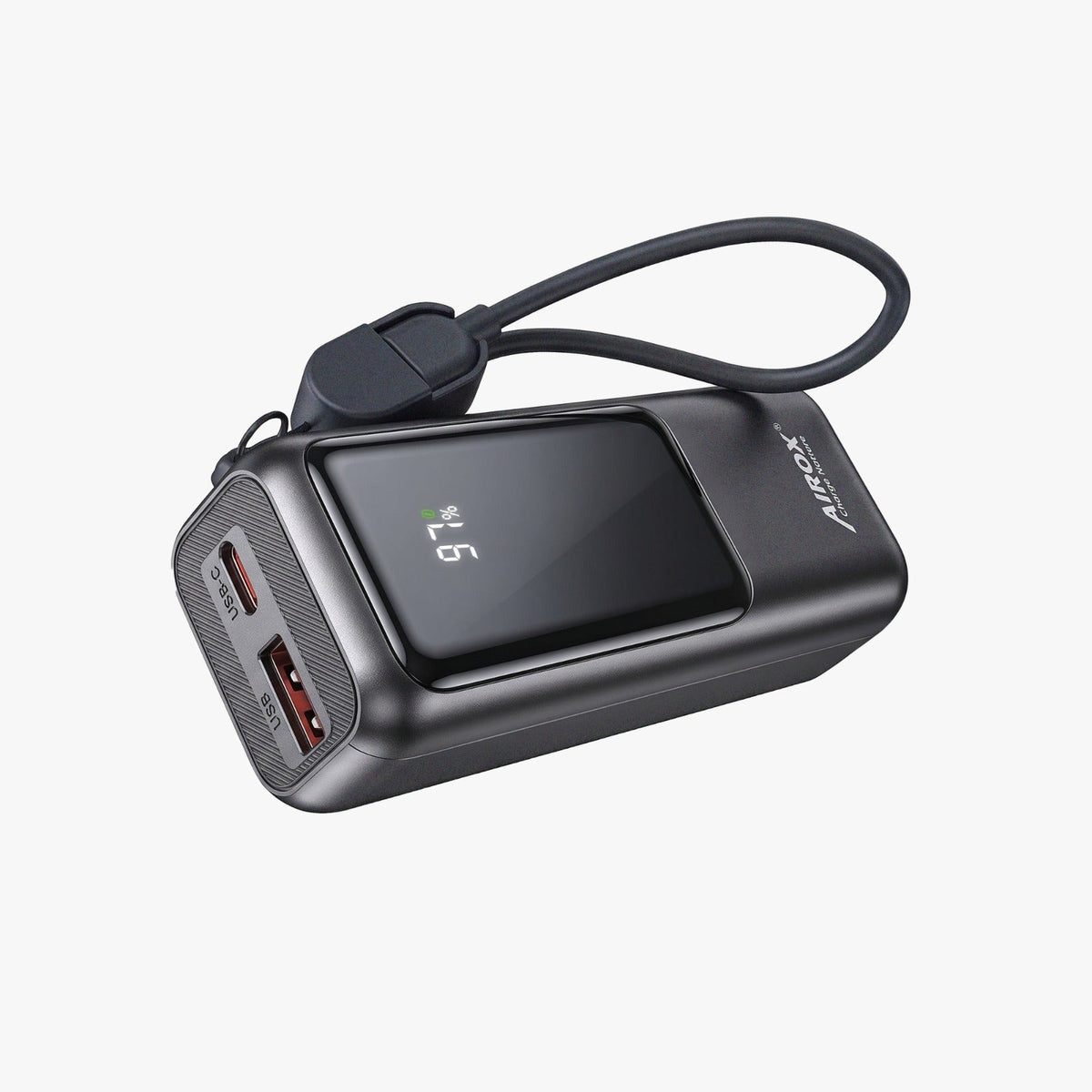Airox PB-23 10000mAh Power Bank with Built-in Cable & LED Display – 22.5W Fast Charging Airox.pk