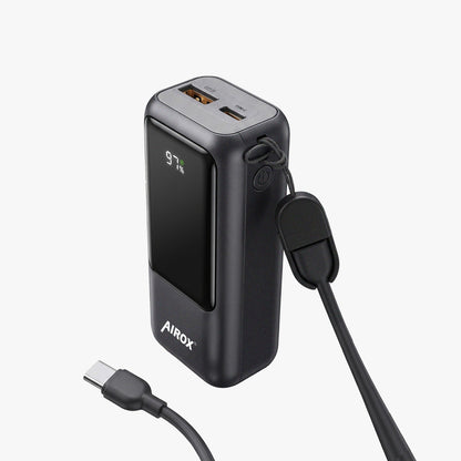 Airox PB-23 10000mAh Power Bank with Built-in Cable & LED Display – 22.5W Fast Charging Airox.pk
