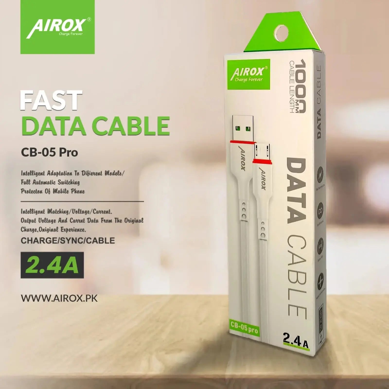 Airox CB05 Pro Fast 2.4A Fast Charging Cable || Best Data Cable & Fast Charging Cable Price in Pakistan - Airox.pk