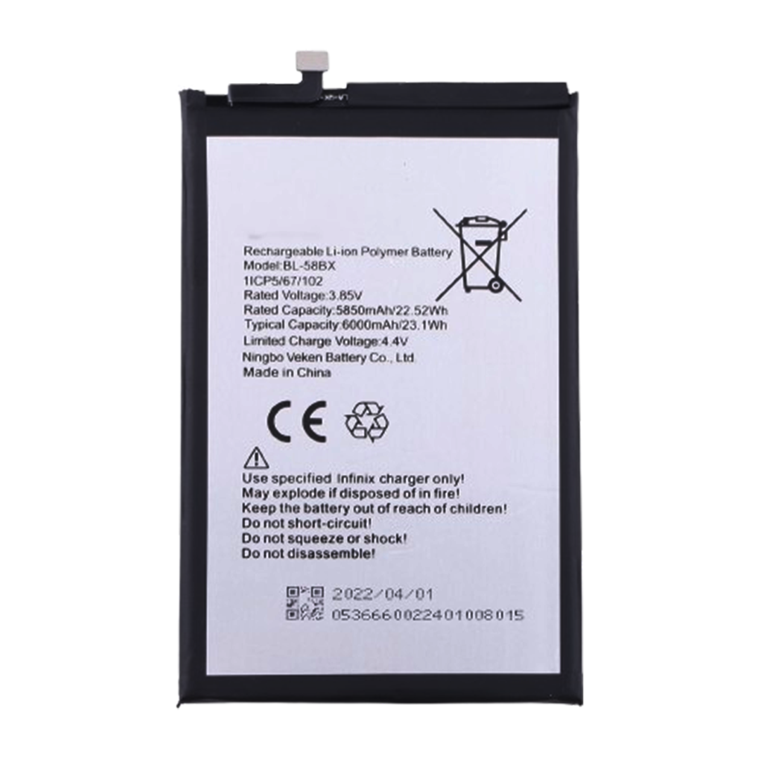 X68/Hot 9 Play 6000mAh Internal Battery Replacement - Long-Lasting Power for Your Device | Only 2499 PKR Airox.pk