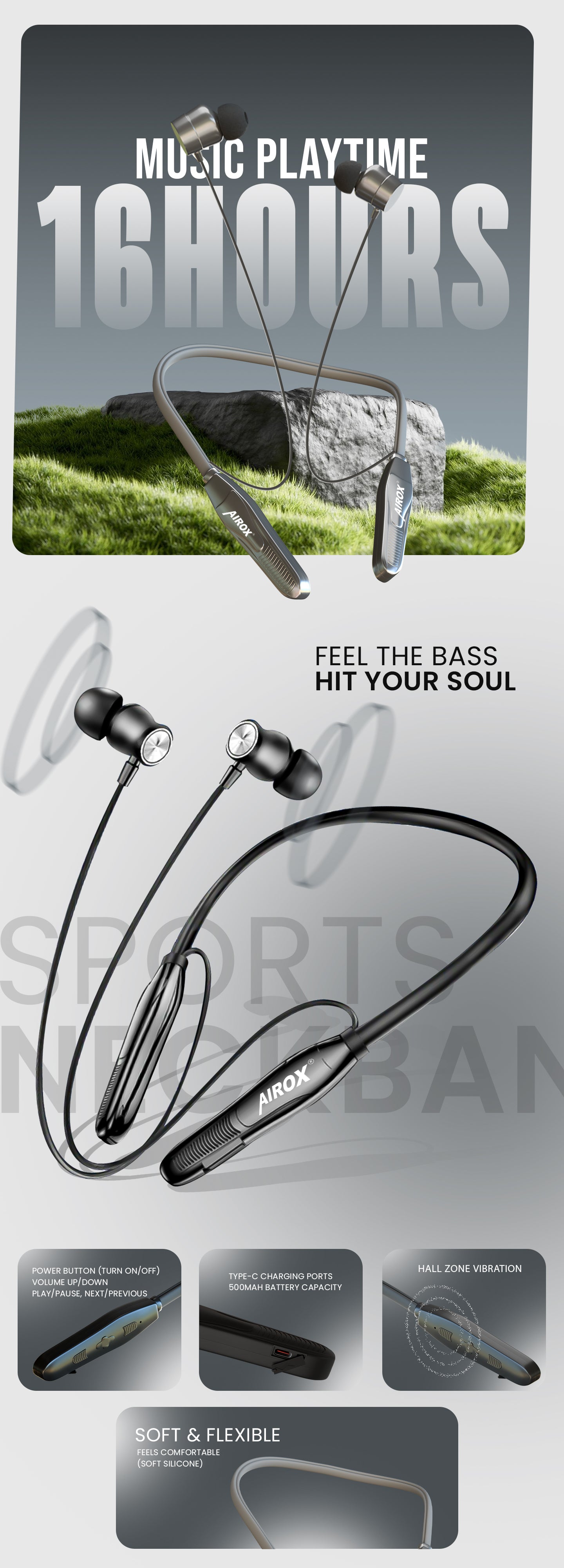 NB09 Premium Sports Wireless Neckband Airox.pk NB09 Premium Sports Wireless Neckband Airox.pk